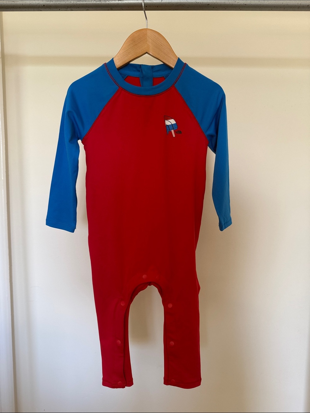 The North Face Red and Blue Kids One-Piece Rashguard